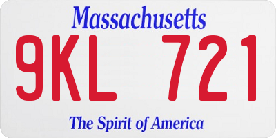 MA license plate 9KL721