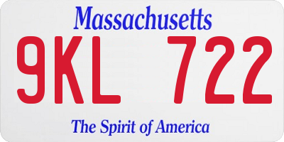 MA license plate 9KL722