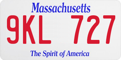 MA license plate 9KL727