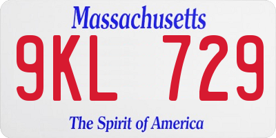 MA license plate 9KL729