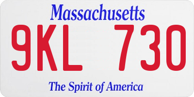 MA license plate 9KL730