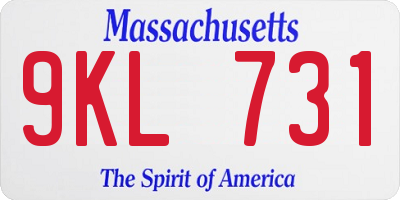 MA license plate 9KL731