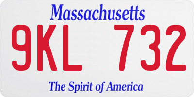 MA license plate 9KL732