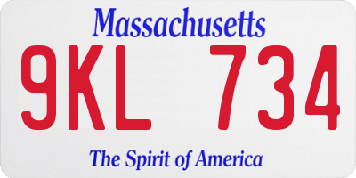 MA license plate 9KL734