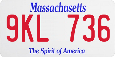 MA license plate 9KL736
