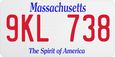 MA license plate 9KL738