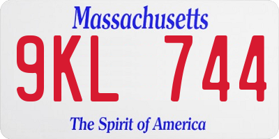MA license plate 9KL744