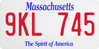 MA license plate 9KL745