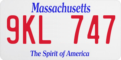 MA license plate 9KL747
