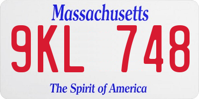 MA license plate 9KL748