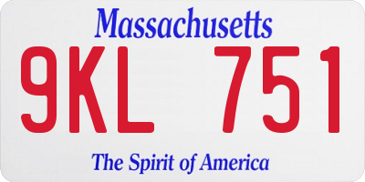 MA license plate 9KL751