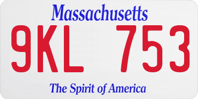 MA license plate 9KL753