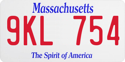 MA license plate 9KL754