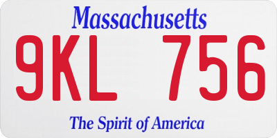 MA license plate 9KL756