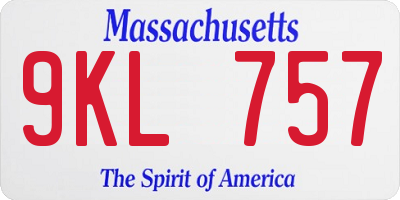 MA license plate 9KL757