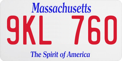 MA license plate 9KL760