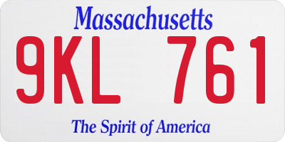 MA license plate 9KL761