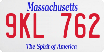 MA license plate 9KL762