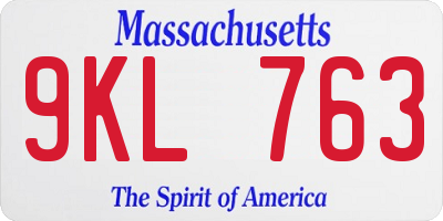 MA license plate 9KL763