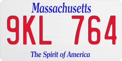MA license plate 9KL764