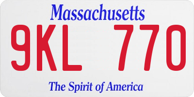 MA license plate 9KL770