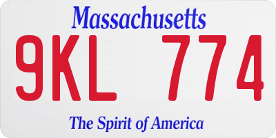 MA license plate 9KL774
