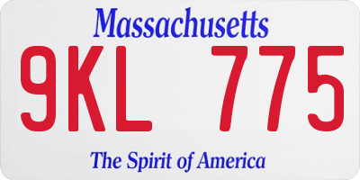 MA license plate 9KL775