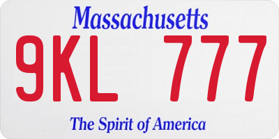 MA license plate 9KL777