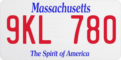 MA license plate 9KL780