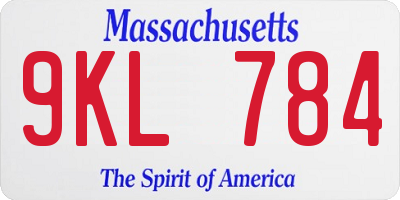 MA license plate 9KL784