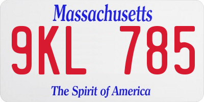 MA license plate 9KL785