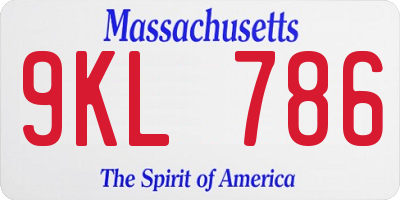 MA license plate 9KL786