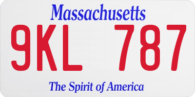 MA license plate 9KL787