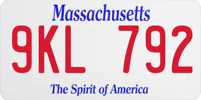 MA license plate 9KL792