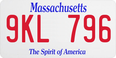 MA license plate 9KL796