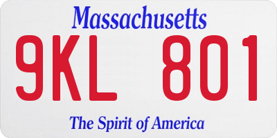 MA license plate 9KL801