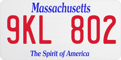 MA license plate 9KL802