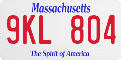 MA license plate 9KL804