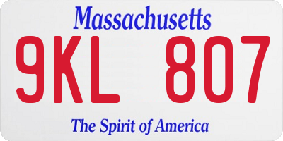 MA license plate 9KL807