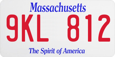 MA license plate 9KL812