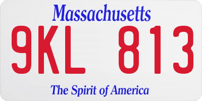 MA license plate 9KL813