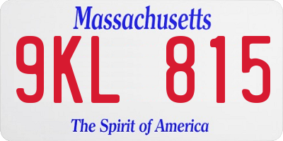 MA license plate 9KL815