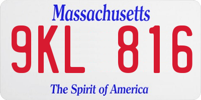 MA license plate 9KL816