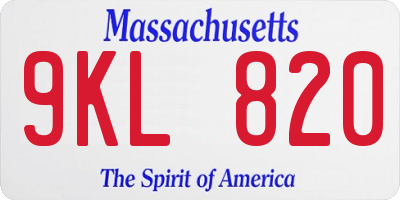 MA license plate 9KL820