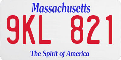 MA license plate 9KL821