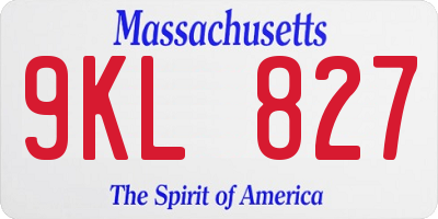 MA license plate 9KL827