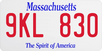 MA license plate 9KL830
