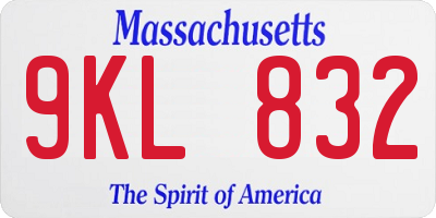 MA license plate 9KL832