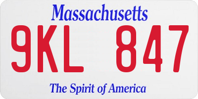 MA license plate 9KL847