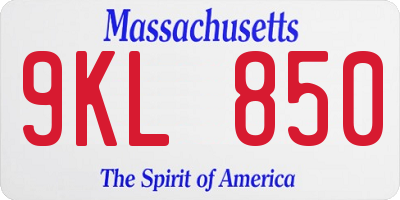 MA license plate 9KL850